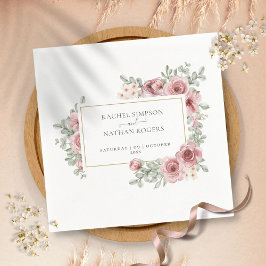 Blommig dammig rosa elegant guldram pappersservett