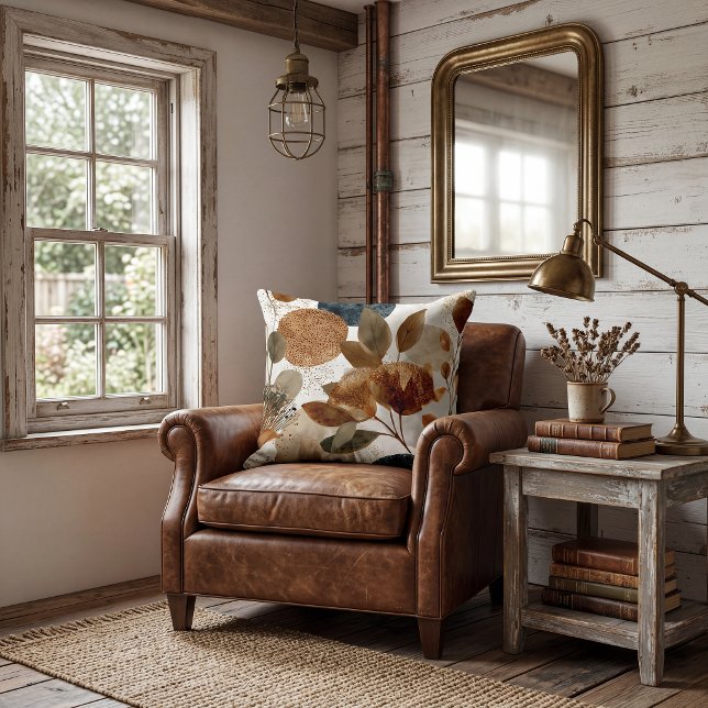 Blommig dekorativ rustika blad kastkudde kudde (Skapare uppladdad)