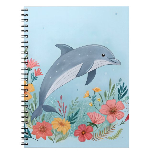 Blommig delfin anteckningsbok (Framsidan)