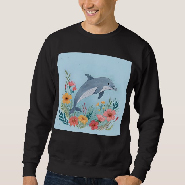 Blommig delfin lång ärmad tröja (Framsida)