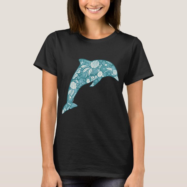 Blommig delfinvän t shirt (Framsida)