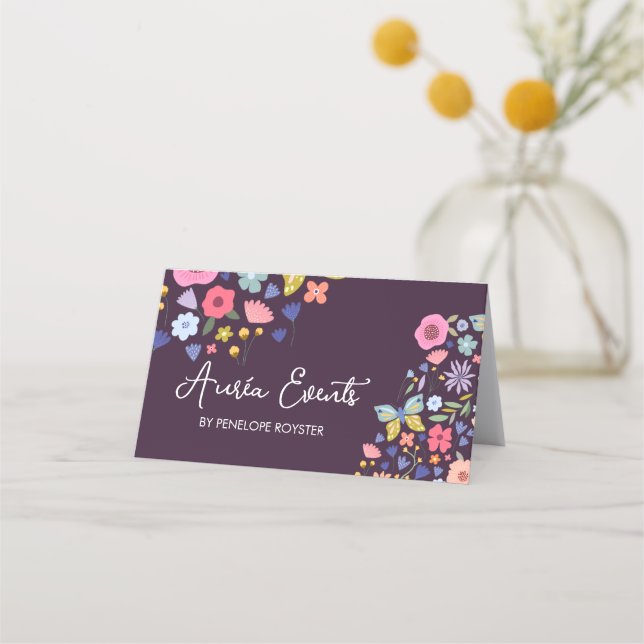 Blommig design för evenemangskort tidsbeställning kort (Framsida)