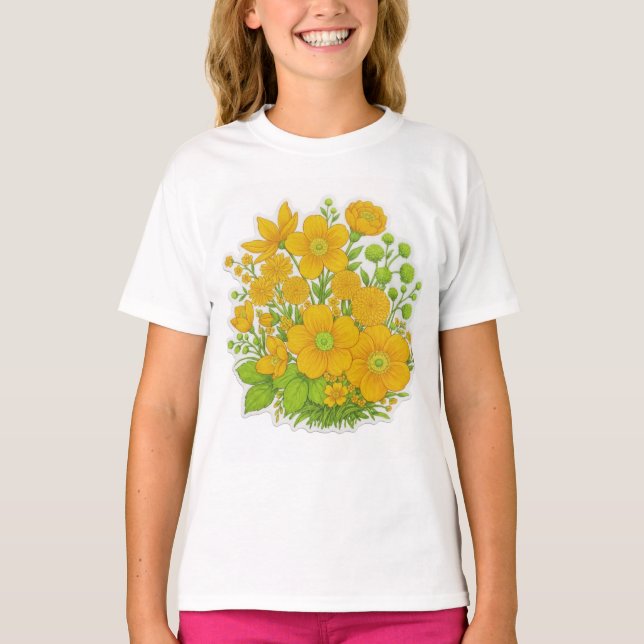 Blommig design tryckkonst  t shirt (Framsida)