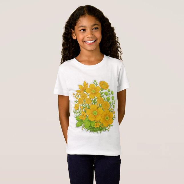 Blommig design tryckkonst  t shirt (Hel framsida)