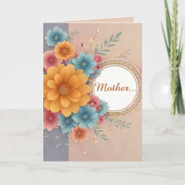 Blommig designkort med dikt till mors dag helgkort