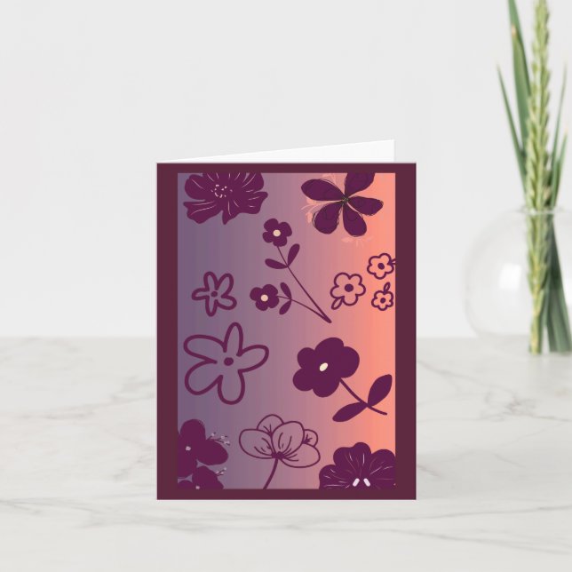 Blommig designtryck med en touch av rosa helgkort (Framsida)