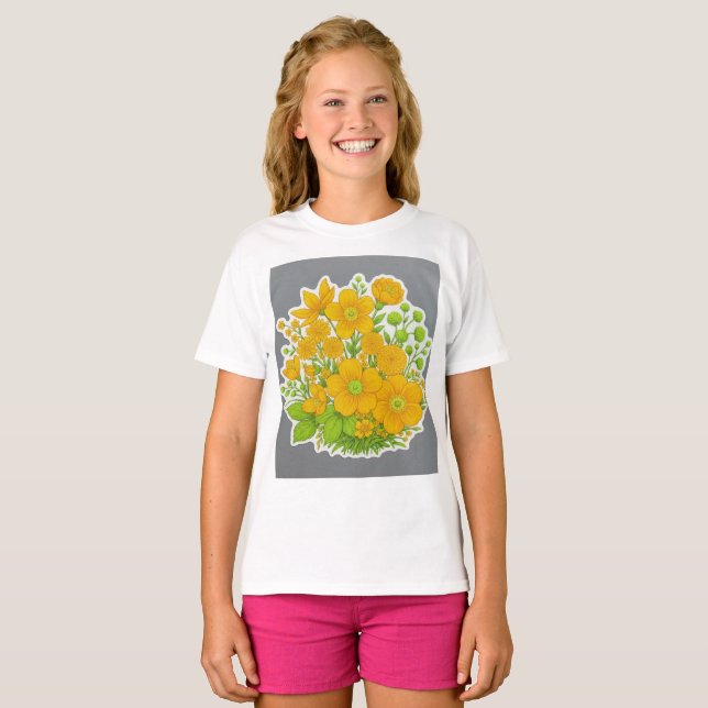 Blommig designtryck  t shirt (Hel framsida)