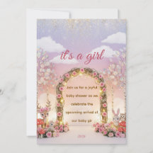 Blommig "Det är en flicka" Baby Shower Inbjudan