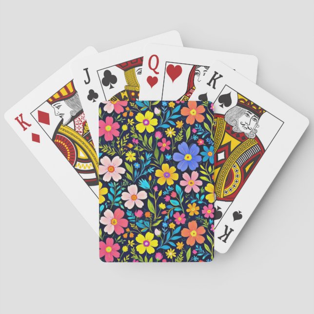 Blommig digital målning Blommönster Casinokort (Baksidan)