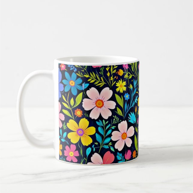 Blommig digital målning Blommor Mönster-38875 Kaffemugg (Vänster)