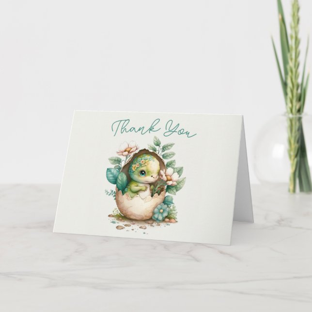 Blommig dinosaurieägg Bebisdusch Vattenfärg TY Kort (Framsida)