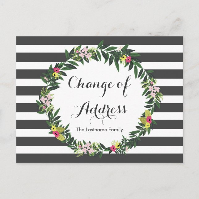 Blommig djungel adressändring meddelande vykort (Framsida)