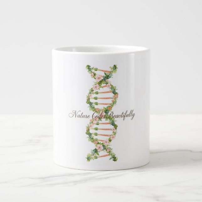 Blommig DNA-spiral Vattenfärgskonst Jumbo Mugg (Framsidan)