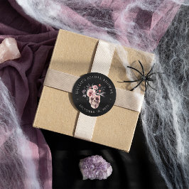 Blommig Dödskalle Halloween Bröllopsfest Förmån Runt Klistermärke