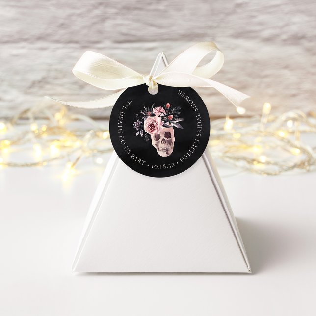 Blommig dödskalle Halloween bröllopsfest Gåvor Etiketter (Skapare uppladdad)