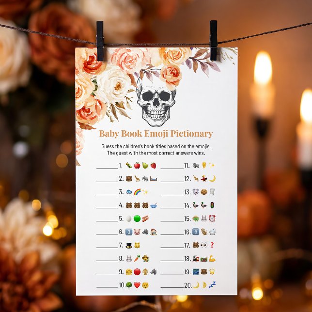 Blommig Dödskalle Halloween Emoji Pictionary-spel (Skapare uppladdad)
