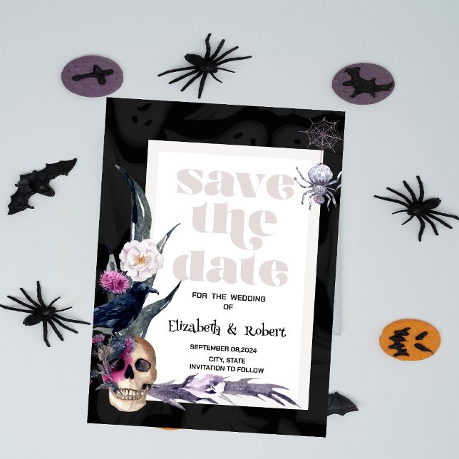 Blommig Dödskalle Halloween Spara Datum Datumet (Skapare uppladdad)