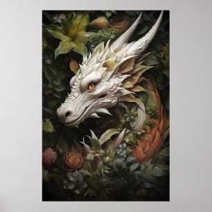 Blommig Drakväggskunstryck, Mystisk Mörk Akademi Poster
