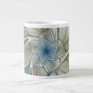 Blommig dröm mönster abstrakt blå khaki fraktal jumbo mugg