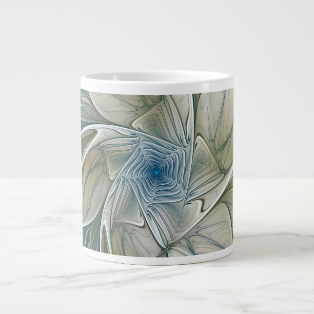 Blommig dröm mönster abstrakt blå khaki fraktal jumbo mugg (Framsidan)