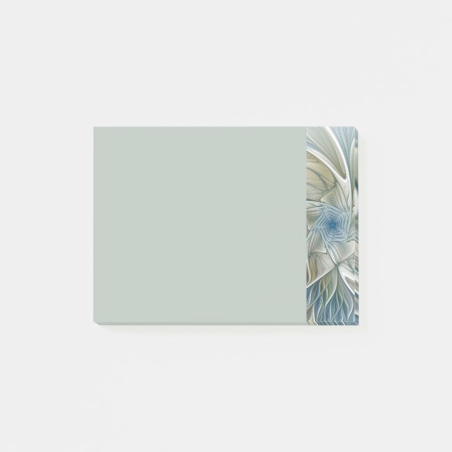 Blommig dröm mönster abstrakt blå khaki fraktal post-it block (Framsida)