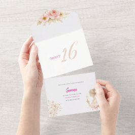 Blommig Drömmig Mjuk Sweet 16 Födelsedagsinbjudan