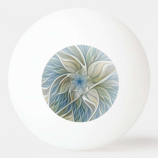 Blommig drömmönster Abstrakt blå khaki fraktal Pingisboll (Framsidan)