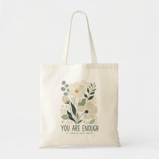 Blommig Du Är Tillräcklig Inspirerande Botanisk Sj Tygkasse