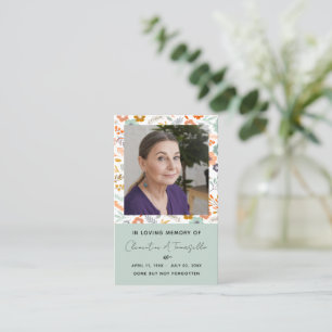 Blommig Duva Begravnings Minnes Högtidlig Bön Foto Visitkort