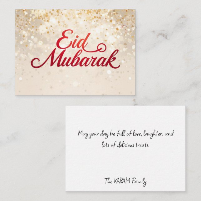 Blommig Eid Mubarak brevkort Anteckningskort (Fram/baksida)