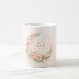 Blommig Eid Mubarak-mugg – Rosa islamisk present f Kaffemugg