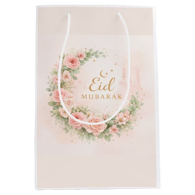 Blommig Eid Mubarak – Rosafärgad islamisk present  (Framsidan)