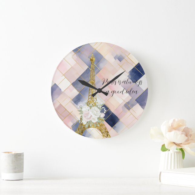 Blommig Eiffeltorn Paris är Alltid En Bra Idé Stor Klocka (Hem)