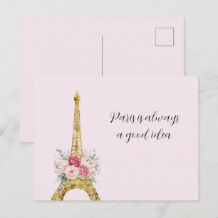 Blommig Eiffeltorn Paris är Alltid En Bra Idé Vykort