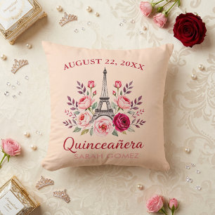 blommig eiffeltorn quinceanera kudde