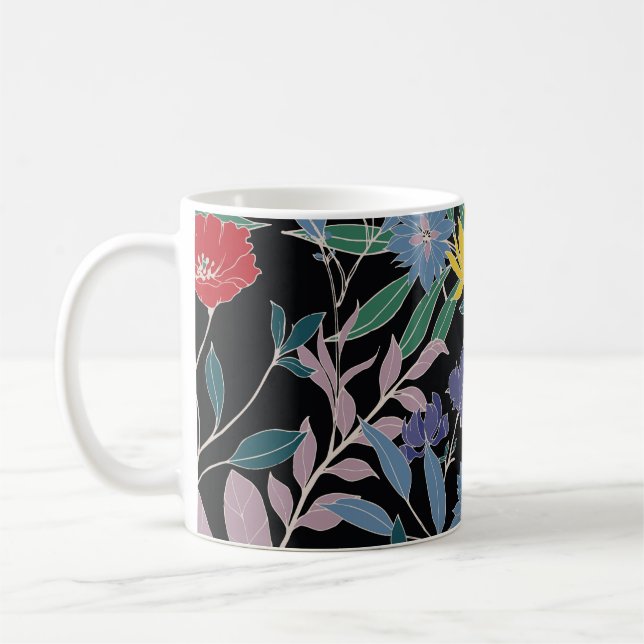 Blommig elegans: Abstrakt vintagebakgrund Kaffemugg (Vänster)