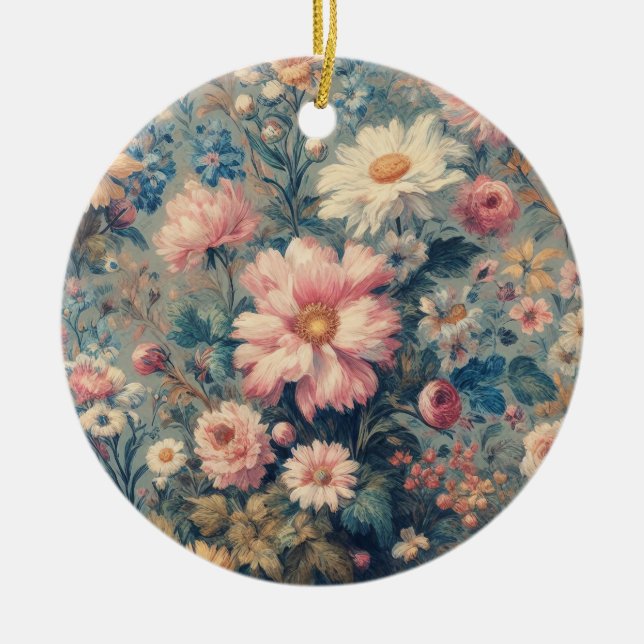 Blommig Elegans Julgransprydnad Keramik (Framsidan)