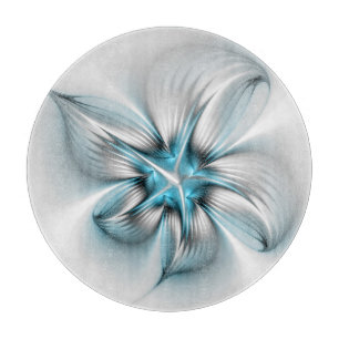 Blommig Elegans Modern Abstrakt Blå Fraktal Konst