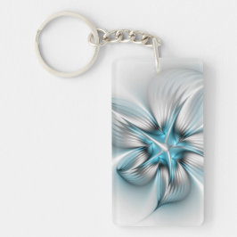 Blommig Elegans Modern Abstrakt Blå Fraktal Konst