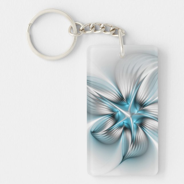 Blommig Elegans Modern Abstrakt Blå Fraktal Konst (Framsidan)