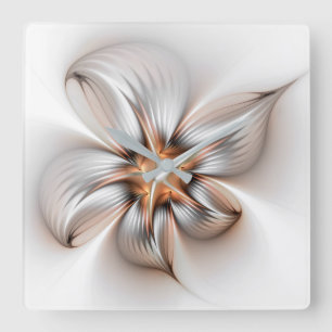 Blommig Elegans Modern Abstrakt Fraktal Konst Fyrkantig Klocka