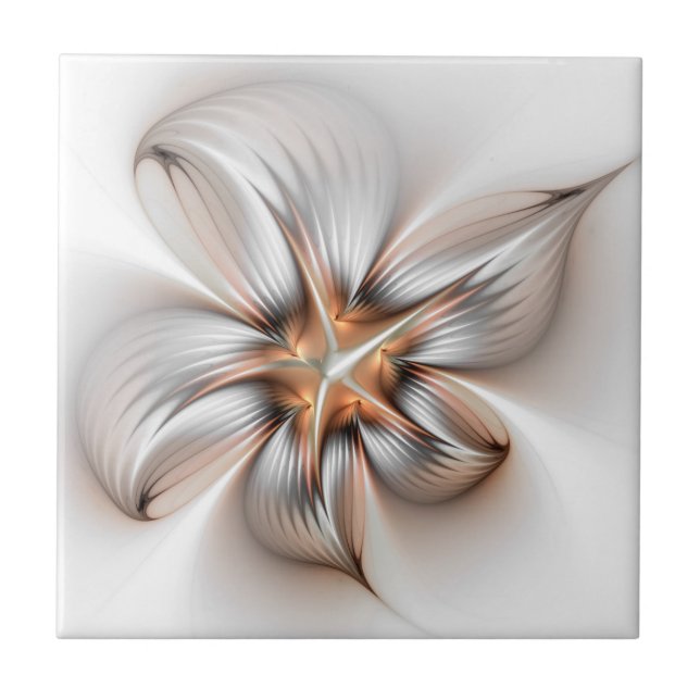 Blommig Elegans Modern Abstrakt Fraktal Konst Kakelplatta (Framsidan)