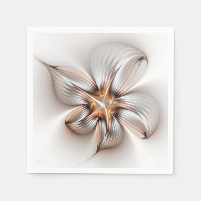 Blommig Elegans Modern Abstrakt Fraktal Konst Pappersservett (Framsidan)
