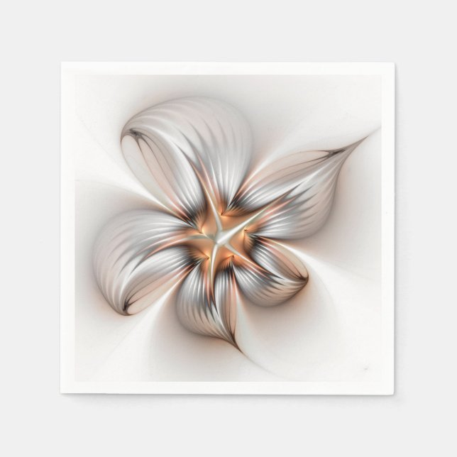 Blommig Elegans Modern Abstrakt Fraktal Konst Pappersservett (Framsidan)