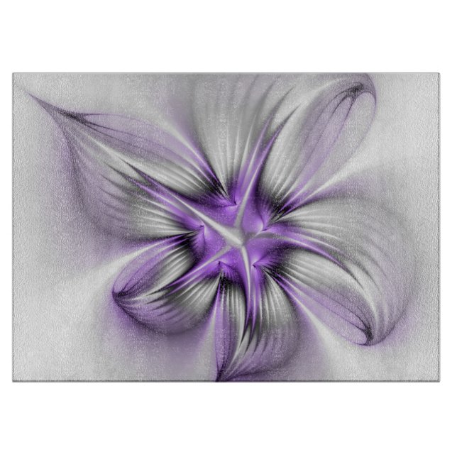 Blommig Elegans Modern Abstrakt Violett Fraktal Ko (Framsidan)