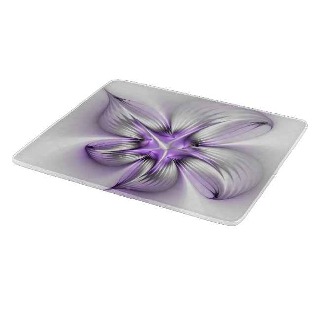 Blommig Elegans Modern Abstrakt Violett Fraktal Ko (Hörn)
