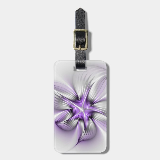 Blommig Elegans Modern Abstrakt Violett Fraktal Ko Bagagebricka (Vertikal Framsida)