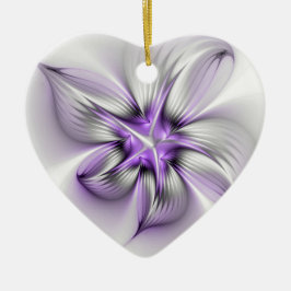 Blommig Elegans Modern Abstrakt Violett Fraktal Ko Julgransprydnad Keramik