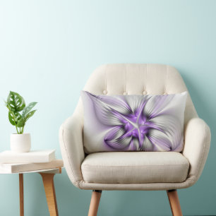 Blommig Elegans Modern Abstrakt Violett Fraktal Ko Lumbarkudde