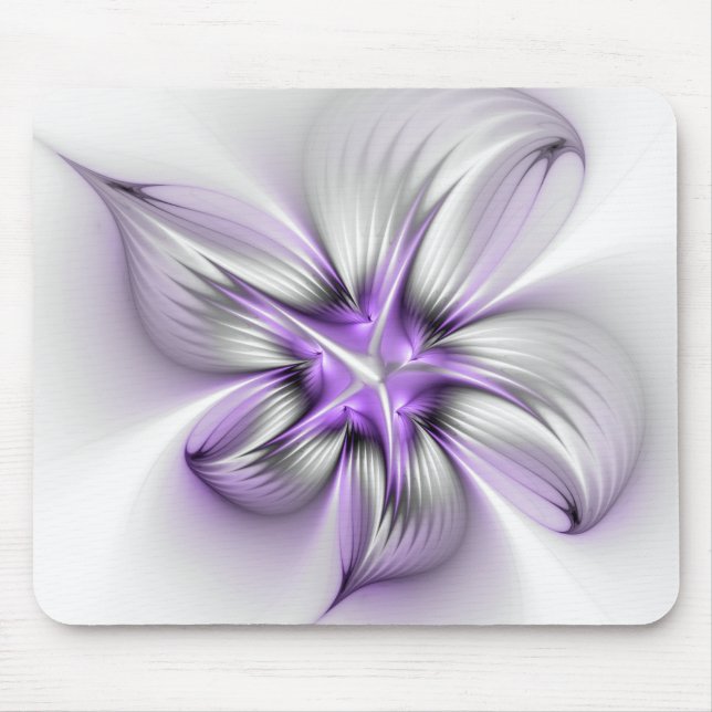 Blommig Elegans Modern Abstrakt Violett Fraktal Ko Musmatta (Framsidan)